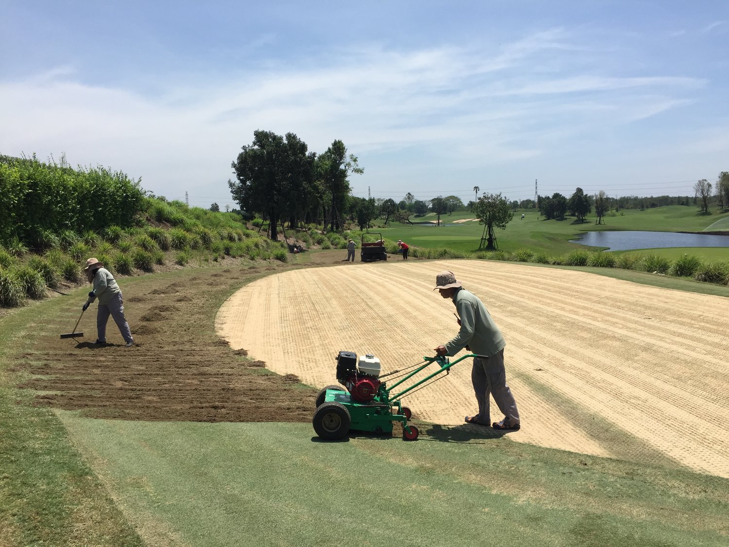 Graden scarifying the 15th fairway at Nikanti Golf Club, Thailand.