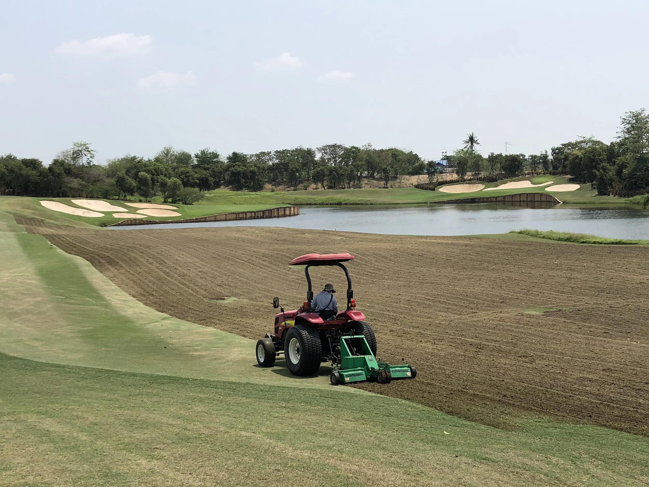 Graden scarifying the 13th fairway at Nikanti Golf Club, Thailand
