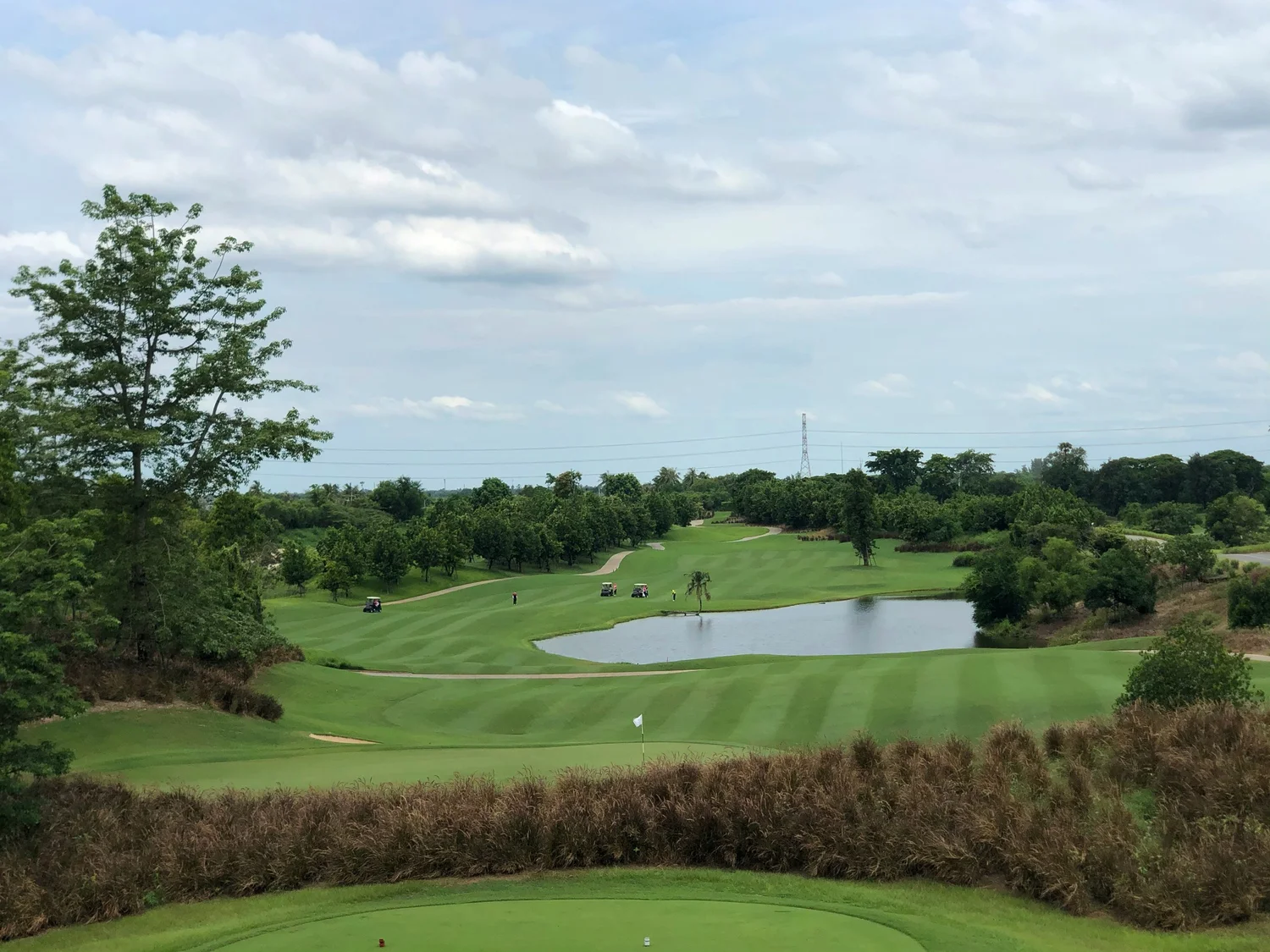 The 18th hole from green to tee at Nikanti Golf Club