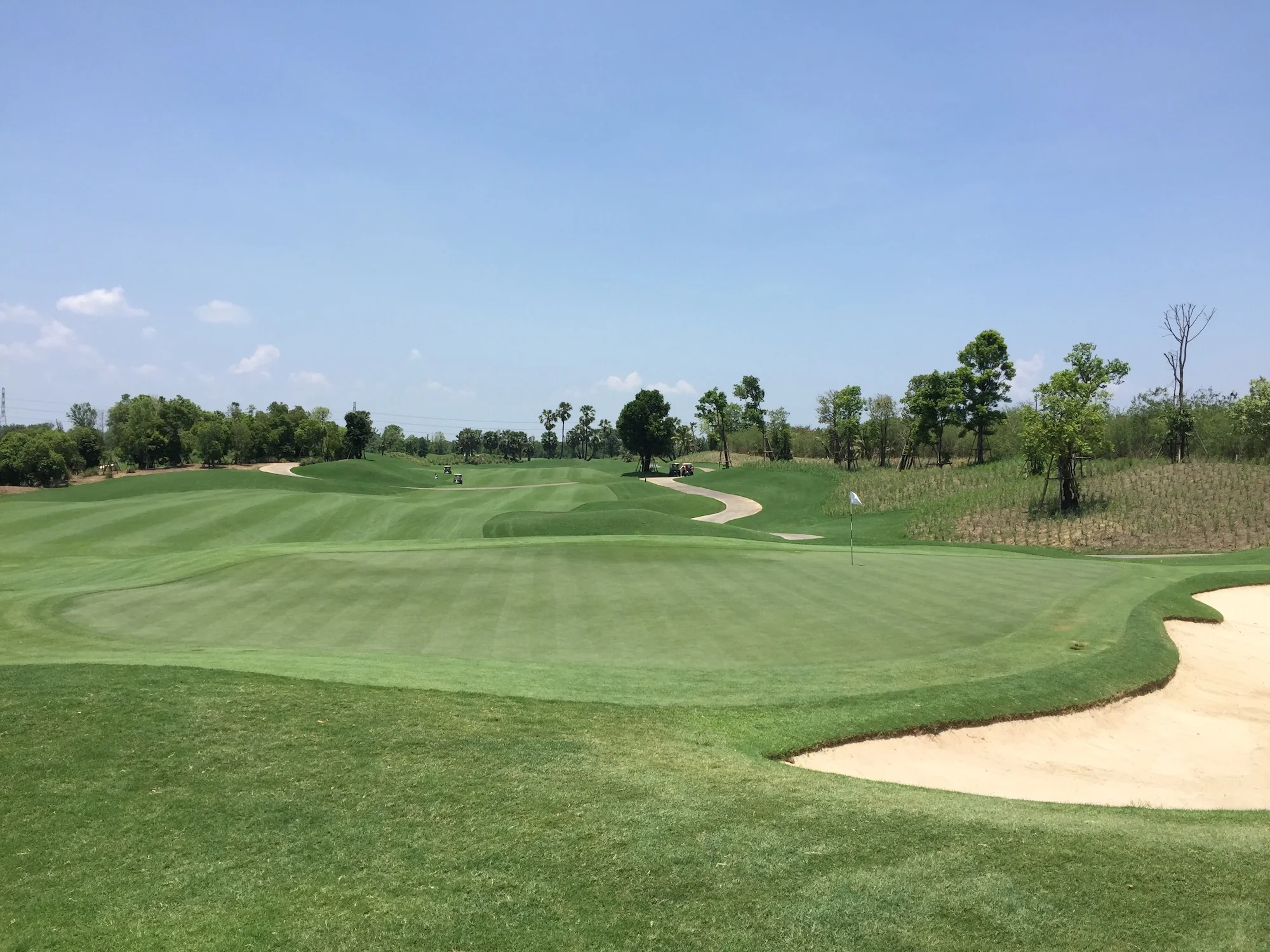 The 6th hole from green to tee at Nikanti Golf Club