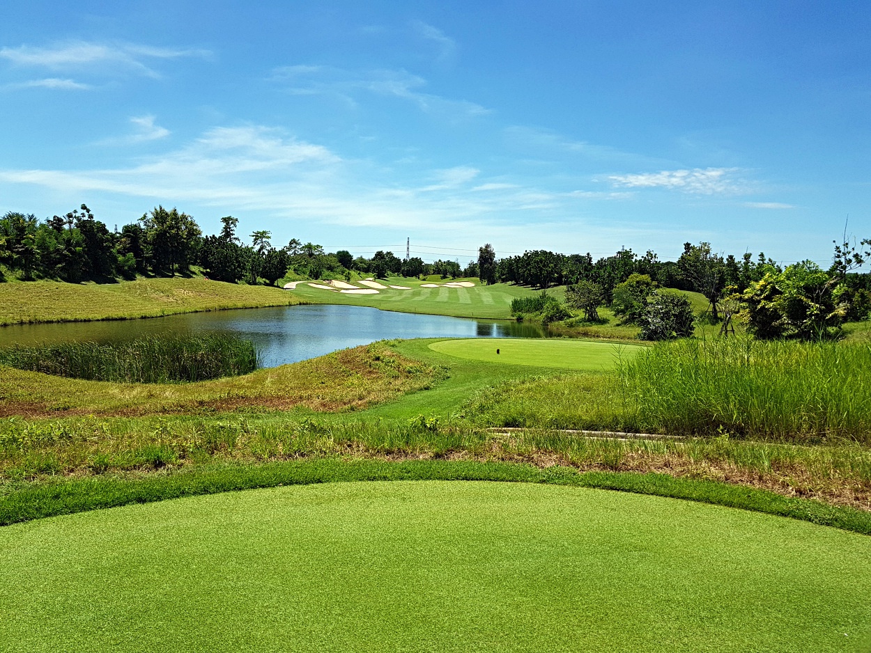 The 17th hole at Nikanti looking from tee to green