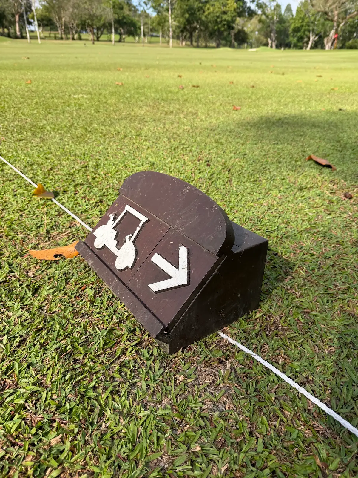 Recycled wood golf signage at the SICC Bukit course, Singapore.