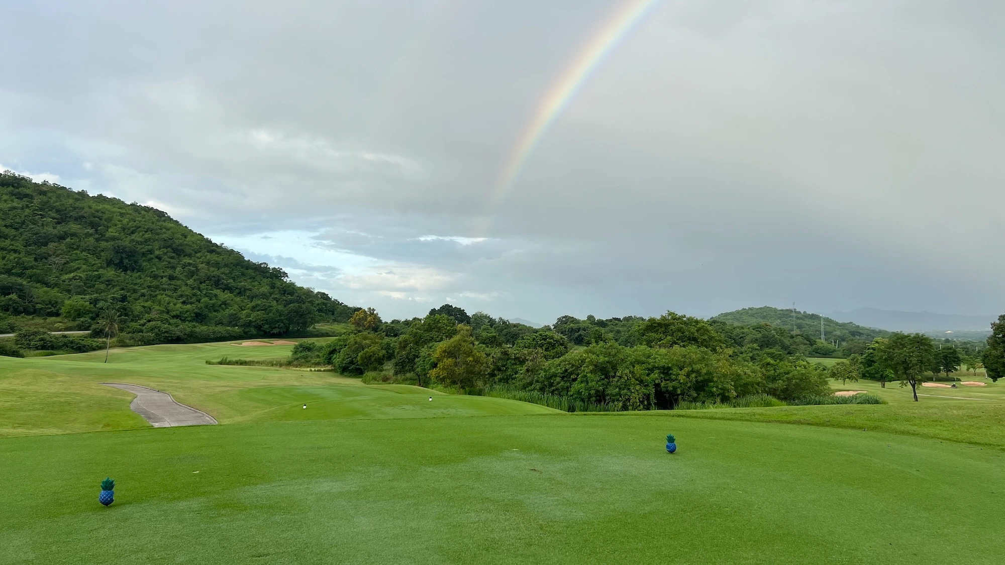 A rainbow over a golf course in Hua Hin Thailand