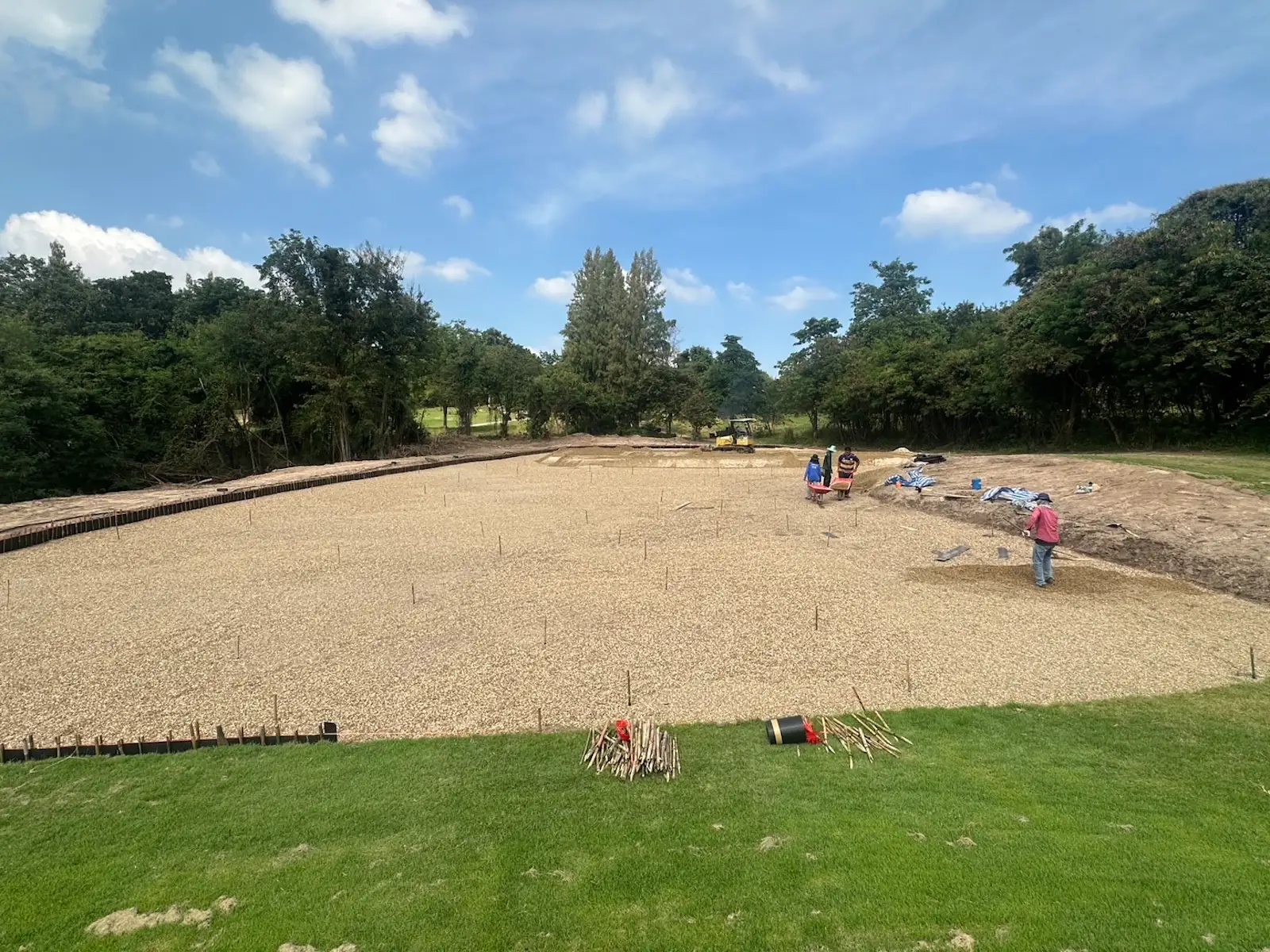 A USGA golf green nursery construction project. Currently installing the gravel layer.